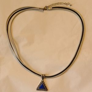 925 Silver Lapis Leather Artisan Choker Necklace Boho Southwestern